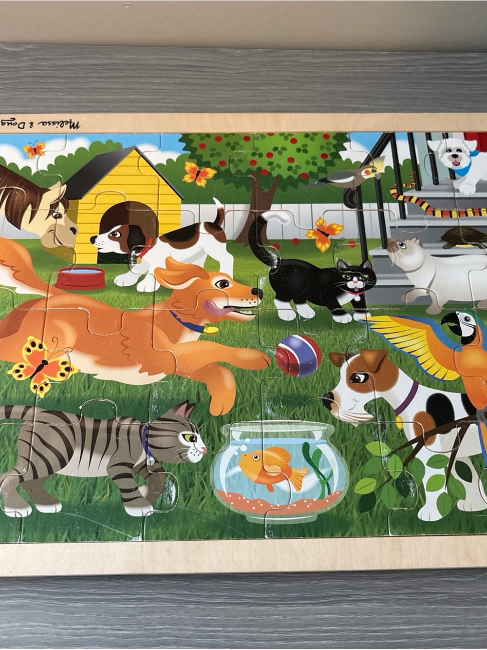 Rare Melissa And Doug Pets At Play 24 Pieces Wood Puzzle Children 3+ Dog Cat